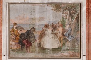 Misafir Pansiyonları, Karnaval Sahneleri Odası: "Pantalone ve Columbina", maskeli bir sahne by Giovanni Battista Tiepolo