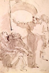 Padualı Aziz Anthony Mucizesi, c.1760 (kalem ve mürekkep, siyah tebeşir üzerine yıkayın) by Giovanni Battista Tiepolo