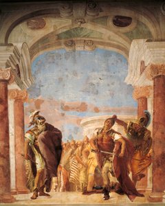Minerva, Akhilleus'un Agamemnon'u öldürmesini engelliyor, Giambattista Tiepolo (1696-1770), fresk, İlyada Odası, Villa Valmarana 'Ai Nani', Vicenza, İtalya