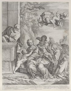 Sağda ve üstte meleklerle Kutsal Aile, 1652. by Giovanni Battista Beinaschi