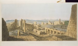 Charles Hullmandel (1789-1850) 1820 (lito) tarafından oyulmuş Mısır ve Nubia Araştırmalarını Açıklayan Plakalardan G. Belzoni tarafından keşfedilen Büyük Carnac Tapınağı Harabelerinin Genel Görünümü