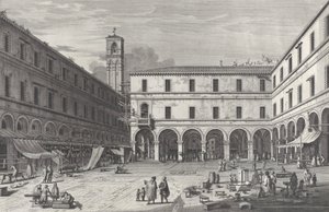 San Giacomo kilisesinin yakınındaki pazar meydanının görünümü, 1763., 1763. by Giovanni Battista Brostoloni
