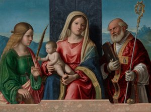 Aziz Catherine ve Nicholas ile Bakire ve Çocuk by Giovanni Battista Cima da Conegliano