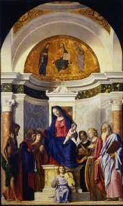 Bakire ve Çocuk, Vaftizci Yahya, Cosmas ve Damian, Catherine ve Paul, ca 1506-1507 by Giovanni Battista Cima da Conegliano