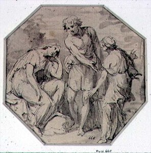 Bir Adam ve İki Kadın Konuşuyor (çizim)