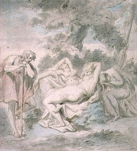 Cimon ve Iphigenia: bir manzarada iki kadın görevliyle by Giovanni Battista Cipriani