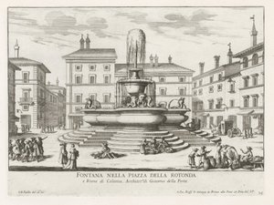 Fontana del Pantheon op Piazza della Rotonda te Piazza della Rotonda'daki Roma Çeşmesi (nesne üzerindeki başlık) Roma Çeşmeleri (dizi başlığı) Fonteinen van Rome (dizi başlığı) by Giovanni Battista Falda