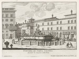 Fontein op Piazza Colonna te Piazza Colonna'daki Roma Çeşmesi (nesne üzerindeki başlık) Roma Çeşmeleri (dizi başlığı) Fonteinen van Rome (dizi başlığı) by Giovanni Battista Falda