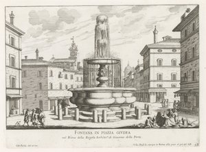 Fontein op Piazza Giudia te Piazza Giudea'daki Roma Çeşmesi (nesne üzerindeki başlık) Roma Çeşmeleri (dizi başlığı) Fonteinen van Rome (dizi başlığı) by Giovanni Battista Falda