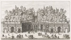 Teatro delle Acque in de tuinen van de Villa Aldobrandini te Frascati Villa Aldobrandina'nın büyük Su Tiyatrosu'nun görünümü ve yüksekliği (...) (nesne üzerindeki başlık) Frascati villalarının çeşmeleri (dizi başlığı) Fonteinen van Frascati (dizi b