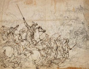 Filler ve doğulularla savaş sahnesi by Giovanni Battista Foggini