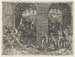 Romeinse soldaten vallen Crustumerium binnen Kaybeden Crustumeni (...) teslim oldun (nesne üzerine başlık) Leven van Romulus en Remus (dizi adı)