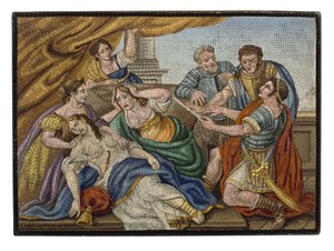 Güzel bir İtalyan mikromozaik plak by Giovanni Battista Luchini