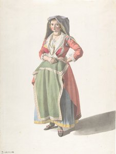 Geleneksel Napoliten Elbiseli Duran Genç Kadın, ca. 1775-1821.