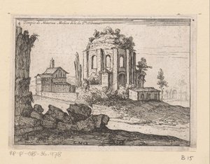 Resten van de Tempel van Minerva Medica Aziz Bibiana Minerva Medica Tapınağı (nesne üzerindeki başlık) Gezichten op Roma (dizi adı) Roma