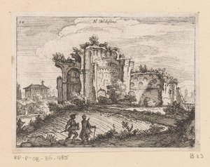 Bir manzarada harabe Il Medesino (nesne üzerindeki başlık) Roma