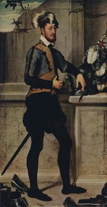 Jousting Miğferli Bir Şövalye, 1554-1558, 1936 by Giovanni Battista Moroni