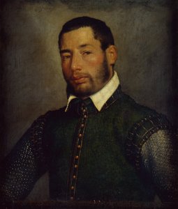 Yeşil Çiftli ve Zincirli Posta Gömlekli Bir Beyefendinin Portresi, c.1565 (tuval üzerine yağlı boya) by Giovanni Battista Moroni