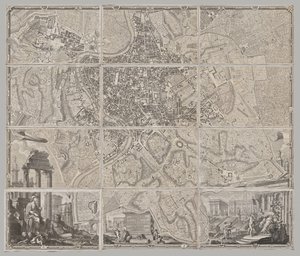 La Pianta Grande di Roma olarak bilinen MDCCXLVII yılında Giambattista Nolli tarafından gün ışığına çıkarılan yeni Roma haritası