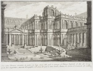 Portikolarla çevrili Antik Forum, c.1743 by Giovanni Battista Piranesi