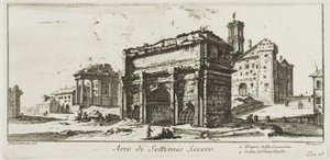 Septimius Severus Kemeri. 1. Concord Tapınağı. 2. Capitoline Tepesine Çıkış, Zafer Kemerleri ve Diğer Anıtların Bazı Görünümlerinden 13. levha by Giovanni Battista Piranesi