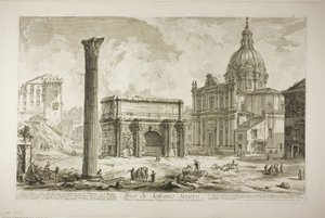 Views of Rome'dan galipleri Capitol'e getiren antik Kutsal Yol'u geçen Septimius Severus Kemeri by Giovanni Battista Piranesi
