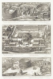 Kuş Bakışı Manzaraları: Balbo ve Marcello Tiyatroları, Pantheon ve Çevresi ve Statilio Tauro Amfitiyatrosu by Giovanni Battista Piranesi
