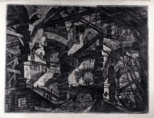 "İcat hapishaneleri" "Hayali bir hapishanenin iç görünümü. Giovanni Piranesi (Piranese olarak bilinir) (1720-1778) tarafından çizim. by Giovanni Battista Piranesi