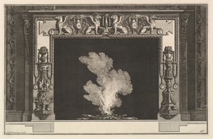 Bacalık: Söve üzerinde zavallı grifonlar ve pervazlarda şamdan Ch. eşlik..., ca. 1769. by Giovanni Battista Piranesi