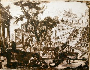 Fantastik Bahçeler (kağıt üzerine kalem ve mürekkep) by Giovanni Battista Piranesi