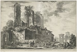 Fontana dell'Acqua Giulia te Roma Giuli'nin bir kısmını alan Kale kalıntılarının görünümü (...) (nesne üzerindeki başlık) Gezichten op Rome (seri başlığı) Giambattista Piranesi mimarı Ve tarafından tasarlanan ve oyulan Roma manzaraları (nez) iano ( by Giovanni Battista Piranesi