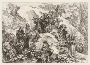 Groteschi: Ölümün Başı ve İskeleti ile Harabeler by Giovanni Battista Piranesi