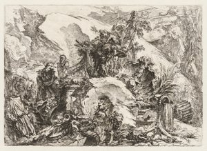 Groteschi: Deaths Head ve Skeleton ile Harabeler. by Giovanni Battista Piranesi