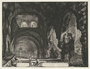 Interieur van de Tempel van Hercules Victor te Tivoli Villa di Mecenate'in iç görünümü (nesne üzerindeki başlık) Gezichten op Roma (dizi başlığı) Giambattista Piranesi mimarı Ve (nez) iano (seri başlığı) tarafından tasarlanan ve oyulan Roma manzaraları by Giovanni Battista Piranesi