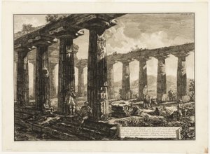 Juno'ya Adandığına İnanılan Tapınağın Paestum'un Farklı Görünümlerinden İç Görünümü by Giovanni Battista Piranesi