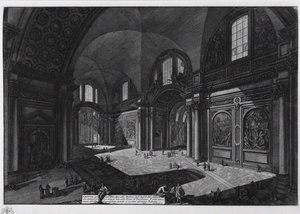 Santa Maria degli Angeli'nin eski Diocletian hamamlarının bazilikasının içi, 1765 ve 1775 yılları arasında by Giovanni Battista Piranesi
