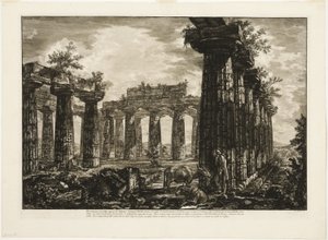 Paestum'un farklı görünümlerinden sözde College des Anfictions'ın iç görünümü by Giovanni Battista Piranesi