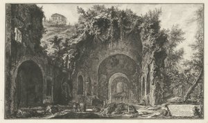 Nymphaeum van Egeria bij Roma Kaynağın görünümü ve Porta Capena veya di S. Seb.no (...) dışındaki Mısır Mağaraları (nesne üzerindeki başlık) Gezichten op Roma (dizi adı) Giambattista Piranesi mimar Ve (nez) ia tarafından tasarlanan ve oyulan Roma manzarala by Giovanni Battista Piranesi