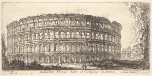 Levha 12: Kolezyum olarak adlandırılan Flavian Amfitiyatrosu. 1. Konstantin Kemeri. 2. Palat..., yakl. 1748. by Giovanni Battista Piranesi