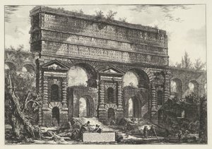 Porta Maggiore ve Roma İmparator Titus Vespasian tarafından dikilen anıtın görünümü (...) (nesne üzerindeki başlık) Gezichten op Roma (dizi adı) Giambattista Piranesi mimarı Ve (nez) iano tarafından tasarlanan ve işlenen Roma manzaraları (seri başlığı) by Giovanni Battista Piranesi