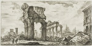 Jüpiter Tonans Tapınağı [Thunderer Jüpiter]. 1. Concord Tapınağı, Zafer Kemerleri ve Diğer Anıtların Bazı Görünümlerinden 7. levha by Giovanni Battista Piranesi