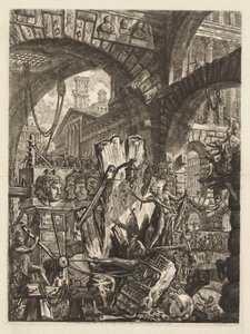 Hapishaneler: Ön Planda Kayanın Üzerinde Bir Adam Olan Mimari Bir Medly by Giovanni Battista Piranesi