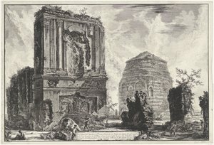 Tombes van Licinianus Piso en de Cornelius familie langs de Via Appia Gezichten op Roma (dizi başlığı) Giambattista Piranesi mimarı Ve (nez) iano tarafından tasarlanan ve oyulan Roma manzaraları (dizi adı) by Giovanni Battista Piranesi