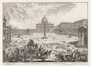 Bazilika manzarası ve Aziz Petrus Meydanı by Giovanni Battista Piranesi