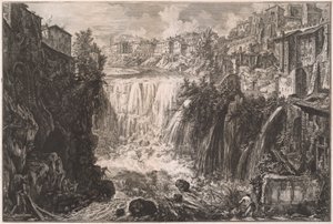 Tivoli şelalesinin görünümü by Giovanni Battista Piranesi