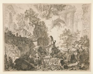 Roma Manzaraları: Minerva heykeli ile cephe by Giovanni Battista Piranesi