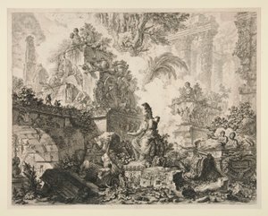 Roma Manzaraları: Minerva heykeli ile cephe by Giovanni Battista Piranesi