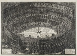 "Roma Manzaraları" ndan Kolezyum olarak adlandırılan Flavian Amfitiyatrosu'nun görünümü by Giovanni Battista Piranesi