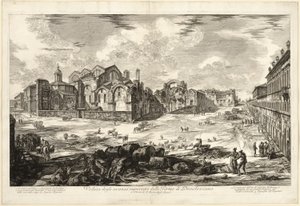 Diocletianus Hamamlarının Görünür Kalıntılarının Roma Manzarasından Görünümü by Giovanni Battista Piranesi