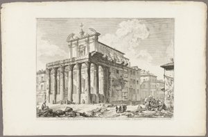 Roma Forumu'ndaki Antoninus Tapınağı ve Faustina'nın Roma Görünümünden Görünümü by Giovanni Battista Piranesi